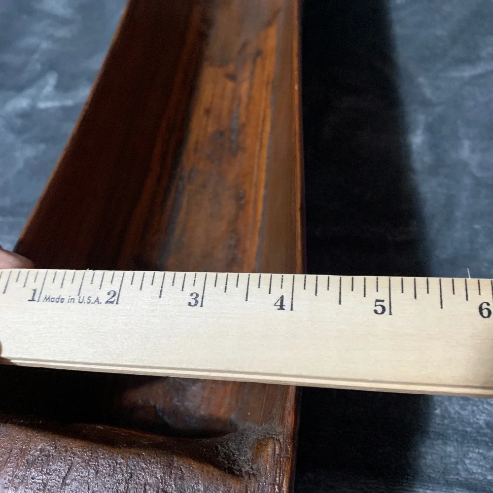 Hand Carved Wooden Dough Bowl Brown Rustic Farmhouse Curved Rectangular Cottage